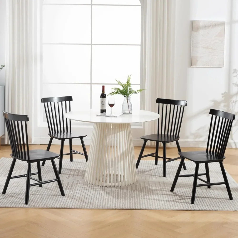 Dining Room Chairs Set of 6 Windsor Dining Chair with Spindle Back,Farmhouse Armless Side Chair,Solid Wood