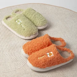 Women Indoor Fluffy Slippers Autumn Winter Warm House Shoes Soft Plush Anti-slip Couples Home Floor Cotton Slides