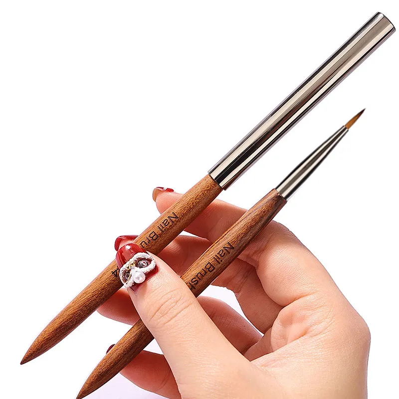 1/4 pezzi manico in legno di sandalo pennello acrilico per unghie gel UV penna per intaglio pennello polvere liquida disegno per unghie fai da te pennelli per nail art