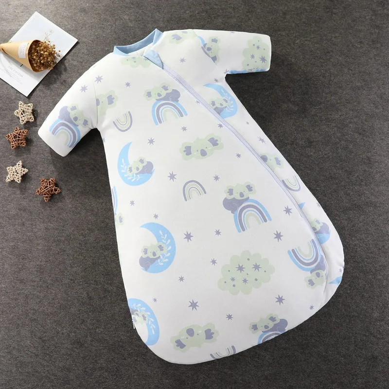 Baby zipper sleeping bag for 1-3 years old pure cotton autumn and winter baby cold kick padded sleeping bag for newborns