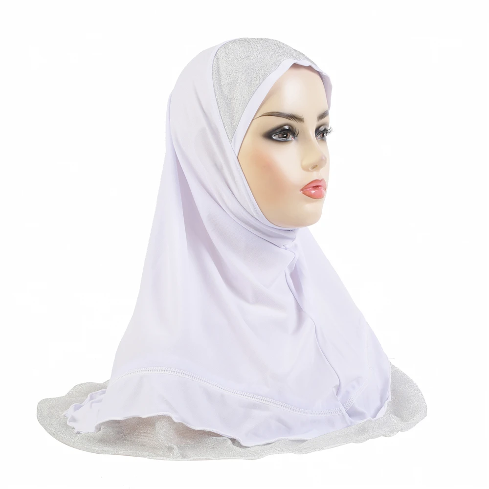 

Muslim Big Girls Women Pull On Hijab Islamic Headwrap Hats High Quality Scarf Ramadan Pray Clothing Meadium Size Turban Caps