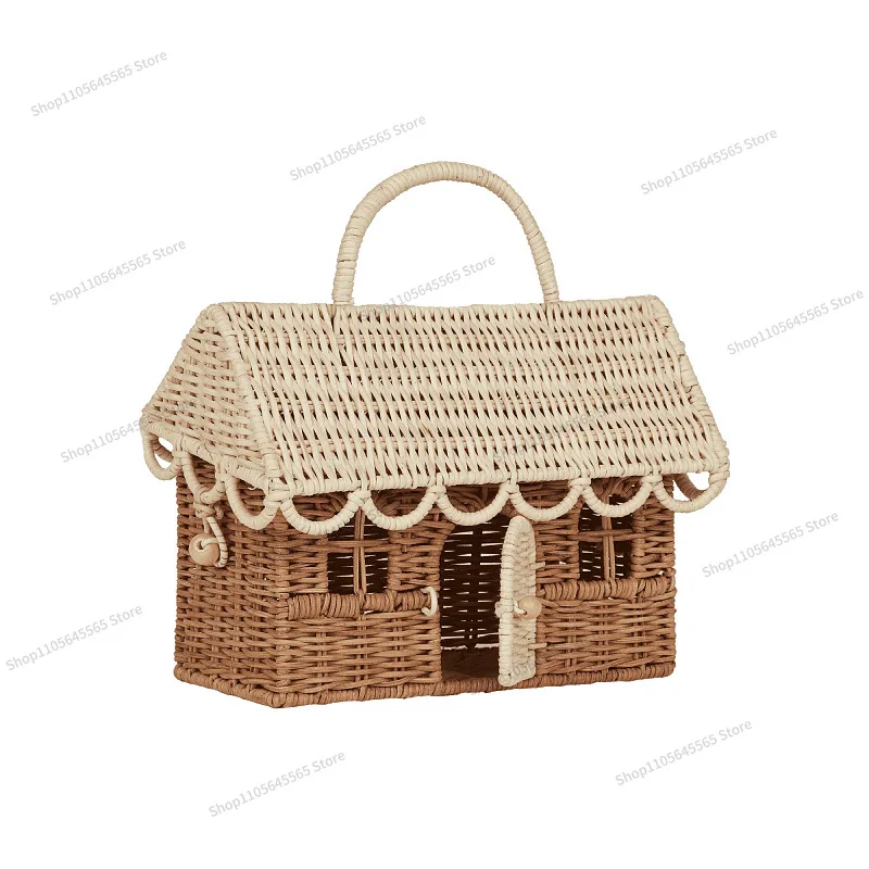 For Woven Handbag Straw Basket with Storage