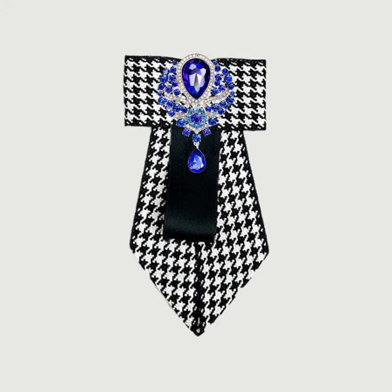 الرجال ربطة القوس فيونكة اليدوية Houndstooth الشريط حجر الراين العلاقات البريطانية الكورية بدلة على الموضة قميص اكسسوارات هدية طوق زهرة ربطة العنق