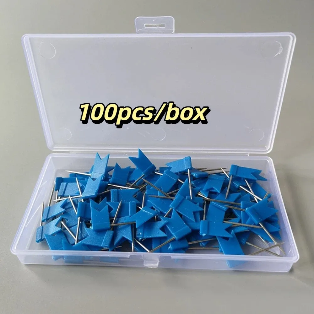 100pcs/box Bright Colors Colored Push Pins Reliable Material Easy Insert Drawing Tacks 100 Pieces Box Stable Fixing Art Supplies