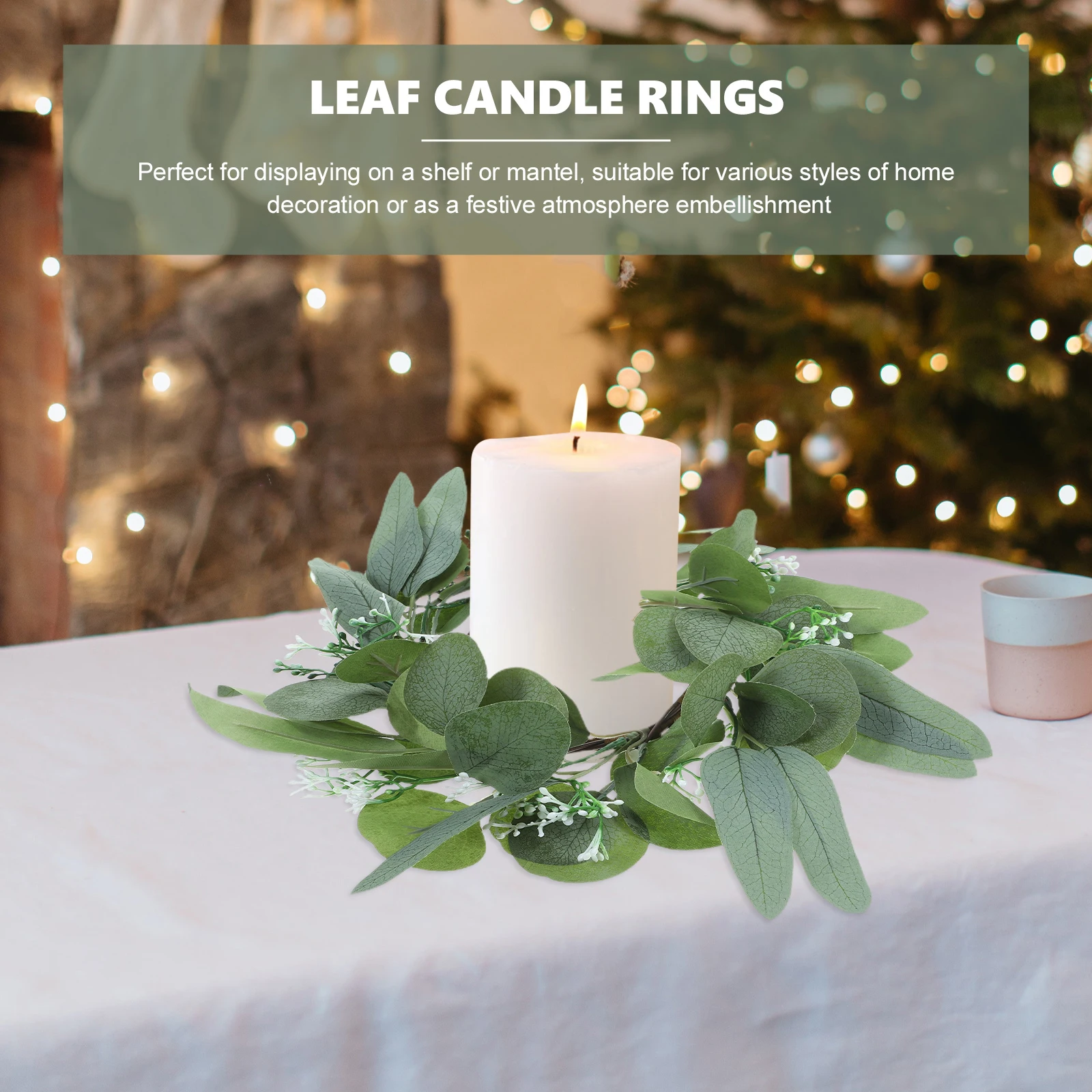 

2 Packs 25CM Eucalyptus Wreath Rings Decorative Silk Fabric Washable Table Centerpieces Wedding Festival