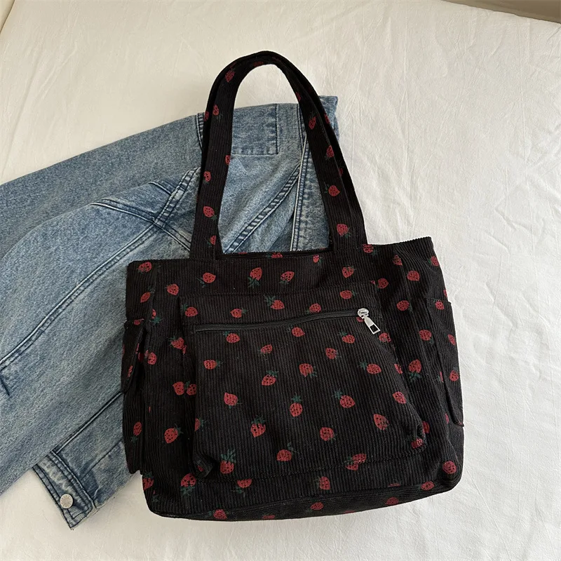 Shoulder Bag Large Capacity For Travel Corduroy Handbag Versatile Shoulder Handbag Women Tote Bag Commute Notebook Schoolbag New