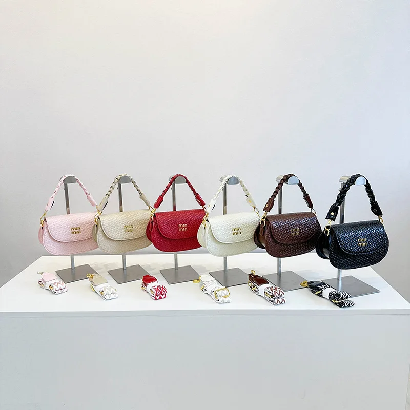 Tas Selempang Rhombus Gaya Miu Baru - Tas Lipstik Kulit PU Wanita dengan Tali Panjang yang Dapat Diganti dan Disesuaikan