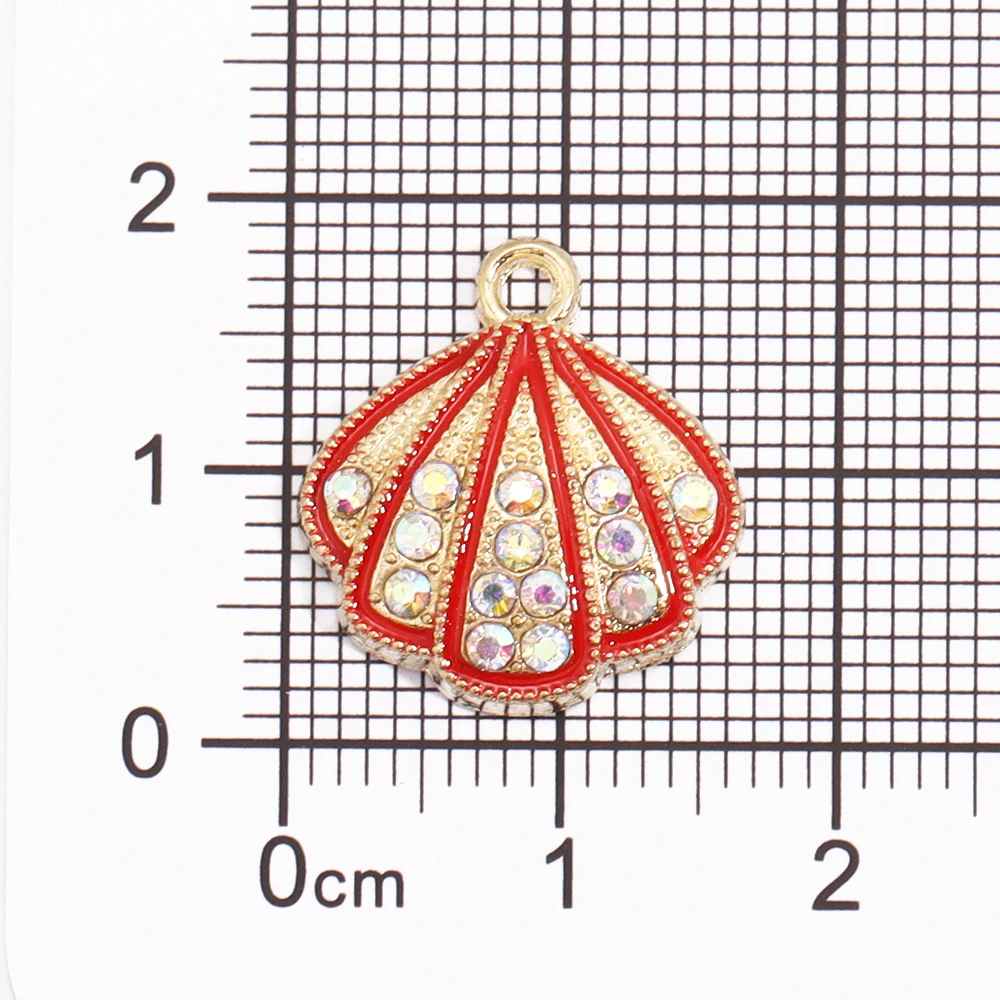 10Pcs 16*17mm Cute Crystal Shell Charms Colorful Enamel Alloy Pendants for Jewelry Making Marine Life Earrings Bracelet Accessor view 5