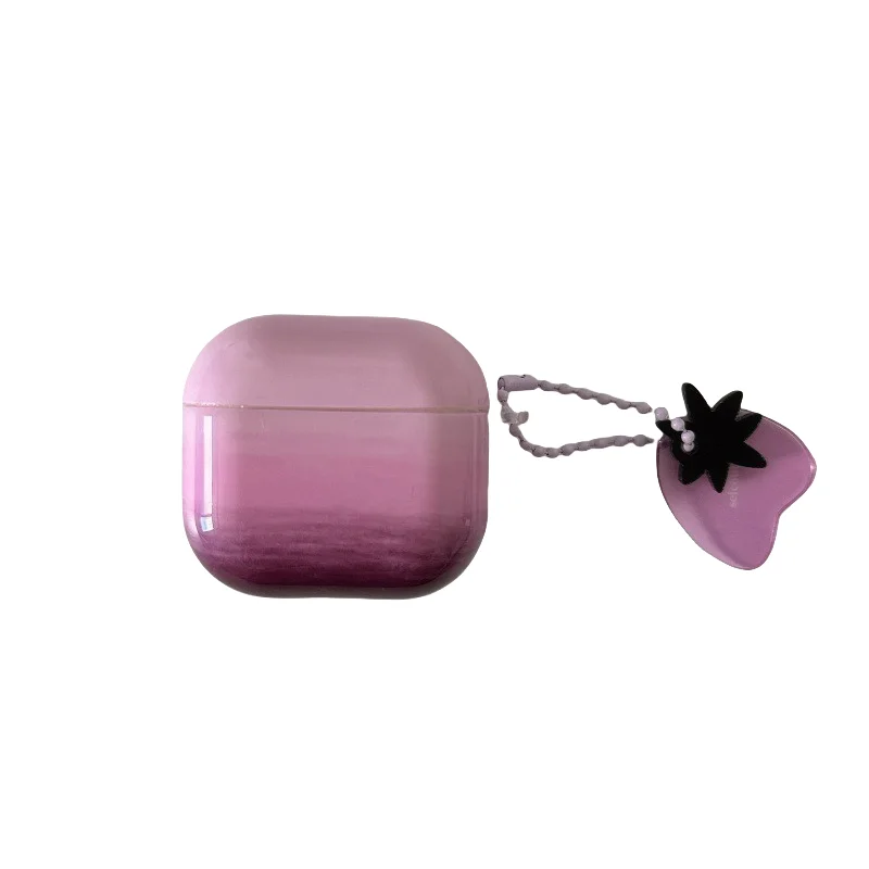 

Purple Gradient Print Earphone Case For Apple Airpods 1 2 3 4 Pro 2 Cover