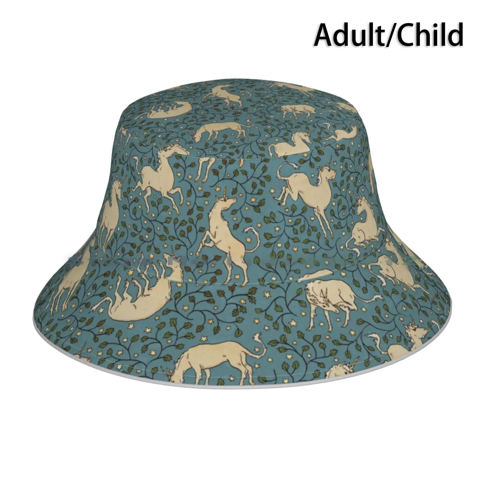 Twilight Unicorns Bucket Hat Sun Cap Unicorns Magic Fantasy Fairytale Stars Foldable Outdoor Fisherman Hat