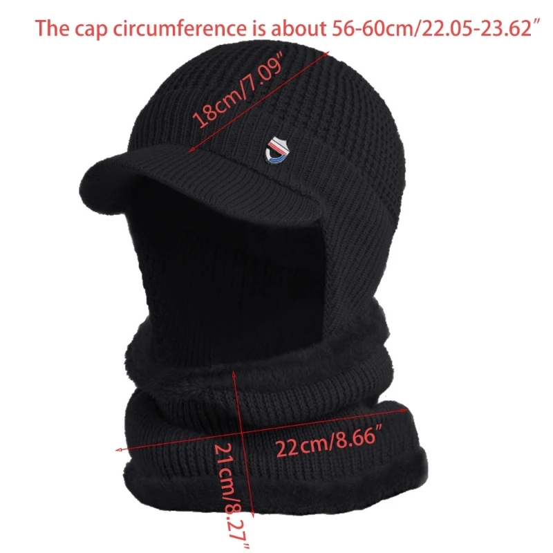 2 uds pasamontañas gorro punto visera orejeras gorro forro cuello polaina máscara bufanda