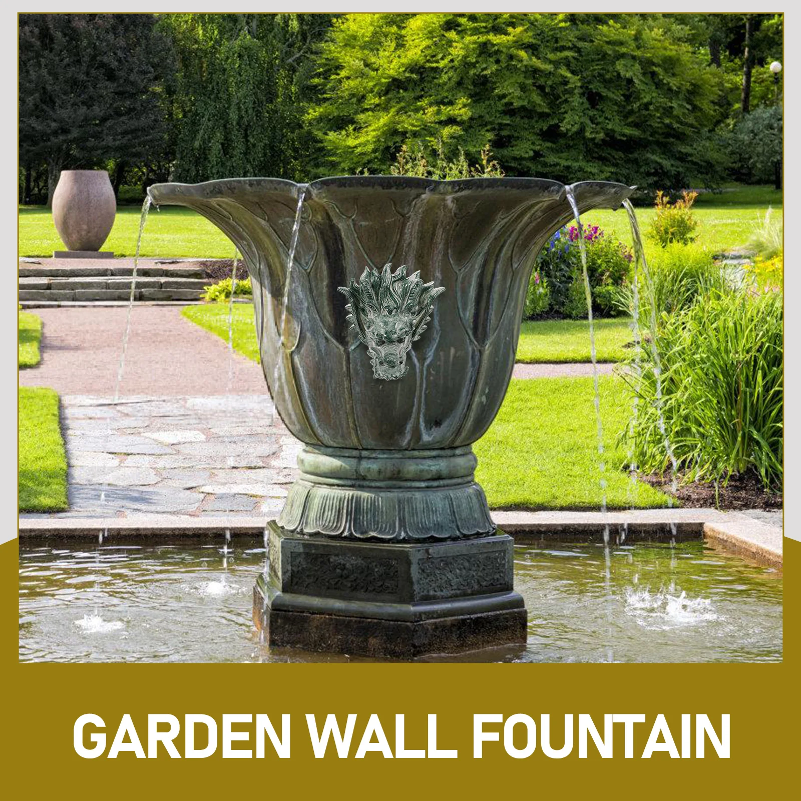 

Resin Wall Outdoor Large Garden Decoration Villa Water Fountain Dragon Head Spout Backyard Ornament Fountain Faucet for Pond