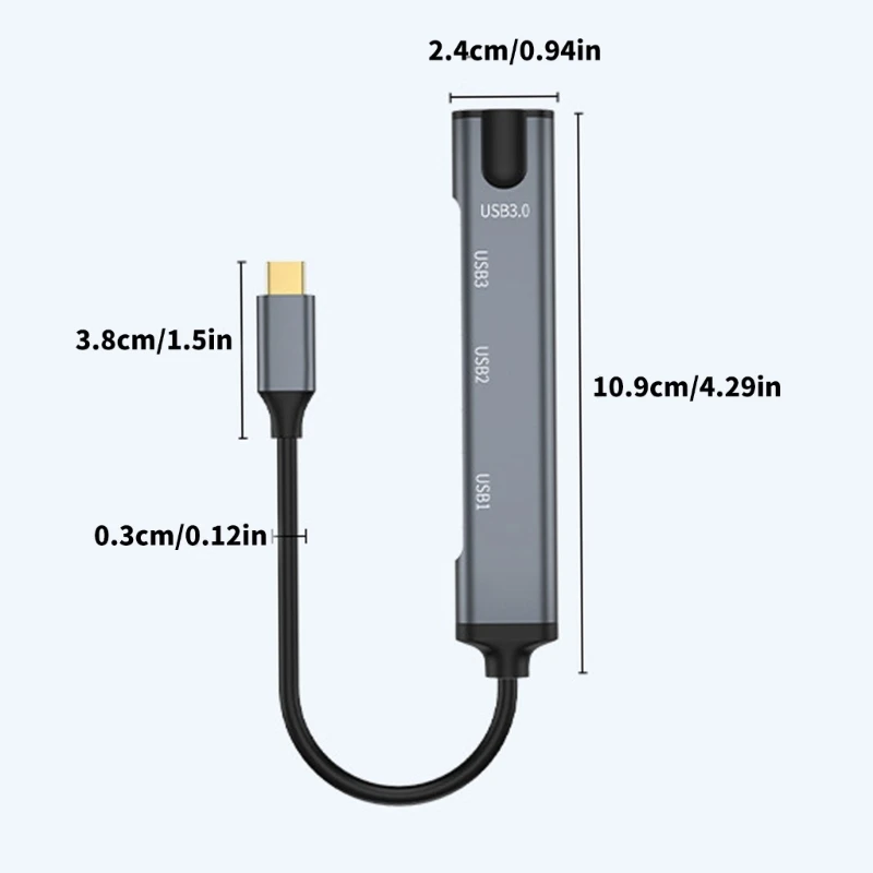 L74B Efficient 4 Port TypeC to USB Splitter Adapter HUB for Multiple Devices