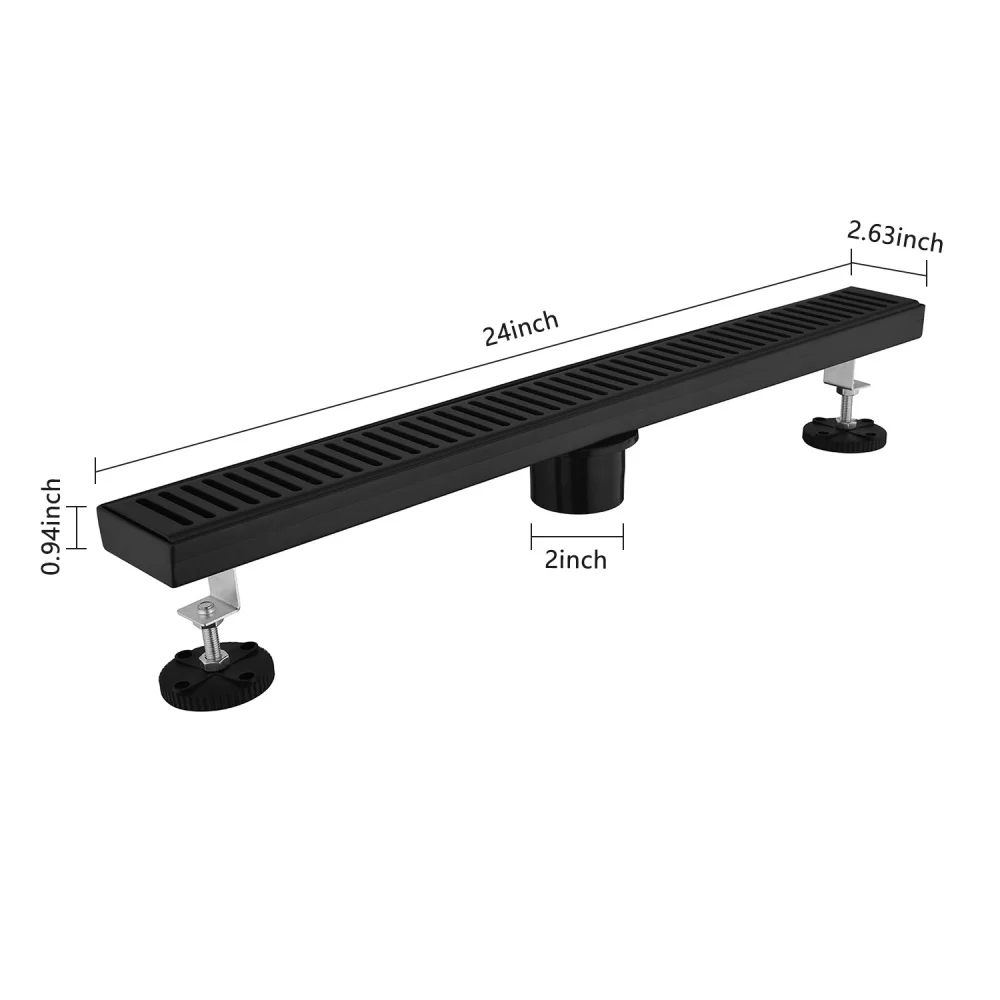 24 Inches Linear Shower Drain Included Hair Strainer and Leveling Feet