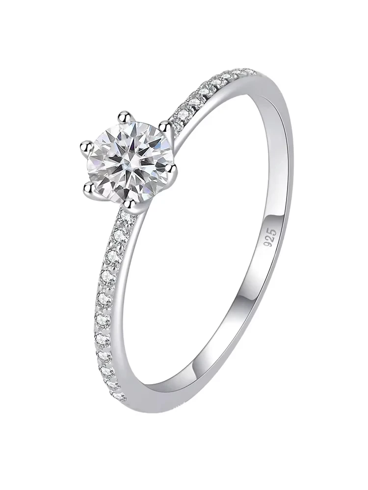 Einfachheitsklassiker aus 925er-Sterlingsilber, wunderschöner, glänzender Zirkon-Einzelring für Frauen, Verlobung, Hochzeit, hochwertiger edler Schmuck – Detail 5