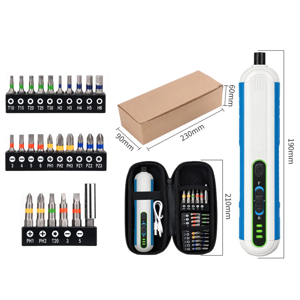 Lightweight 4V Electric Screwdriver with 28 Replacement Bits and EVA Storage Box for Organization and Quick During Use