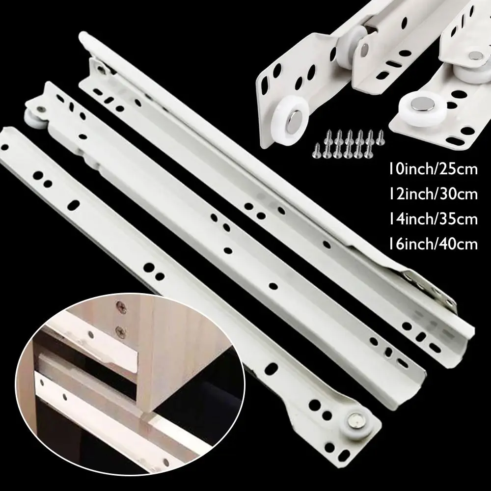 1Pair Mute Two Section Drawer Track Slides Cabinet Rails Thickening Computer Table Chute Clothing Cabinets Keyboard Roller