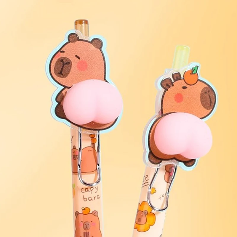 أقلام جل ضغط المؤخرة الكابيبارا ، الكتابة المحايدة ، التجفيف السريع ، السلس ، الكاواي ، المضحكة ، الكرتون ، الجمالية ، القرطاسية ، 1