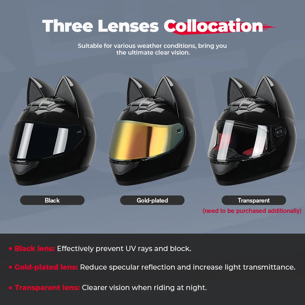 Cat Ear Motorcycle Helmet For Women Full Face Motocross Motorbike Men's Moto Helmet Breathable DOT Certification Girlfriend Gift