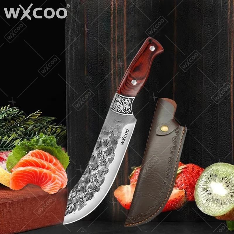 

WXCOO Kitchen Accessories Hand-Forged Butcher Knife Wooden Handle Kitchen Meat Cleaver Knife Stainless Steel Boning Knife 1~6PCS