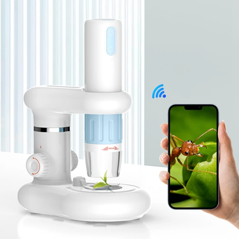 Microscopio Digital WiFi 50X-1000X, microscopios portátiles inalámbricos de 1080P, Base de iluminación para cámara para reparación de cosmetología PCB de plantas de monedas