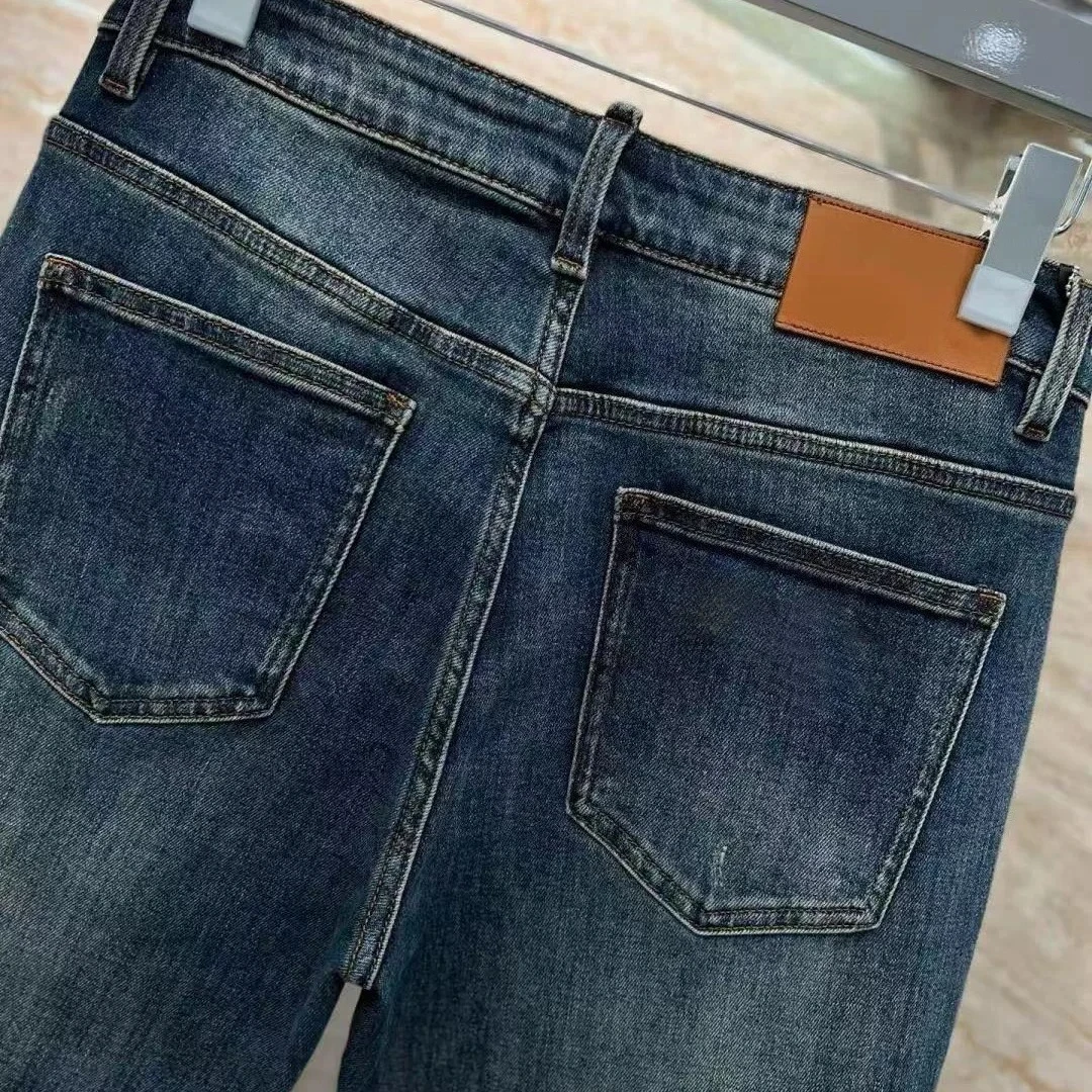 Italian LP embroidery old money style men's casual breathable comfortable jeans