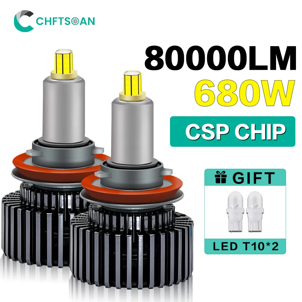 

Chftsoan 360° Headlight LED Headlight 680W 80000LM High Power Canbus Headlamp Bulb H1 H7 H11 9005 9006 Car Headlight 6000K 32V