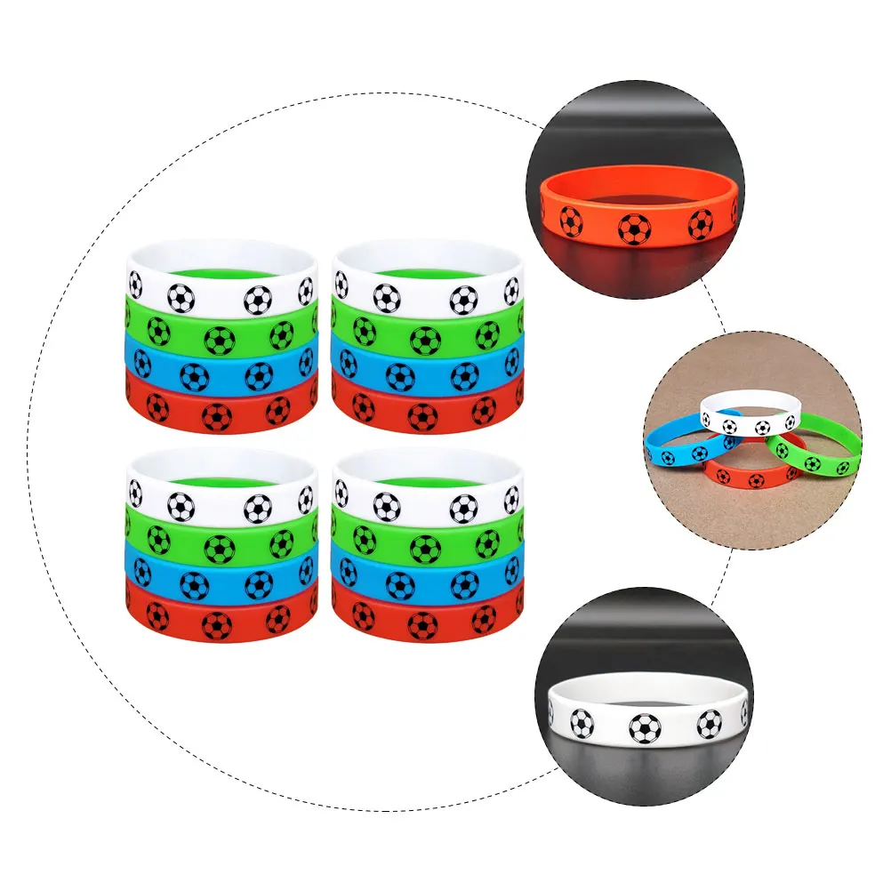 

16 Pcs Football Bracelet Soccer Themed Wristband Green Colors Fans Supply Sports Wear-resistant Compact