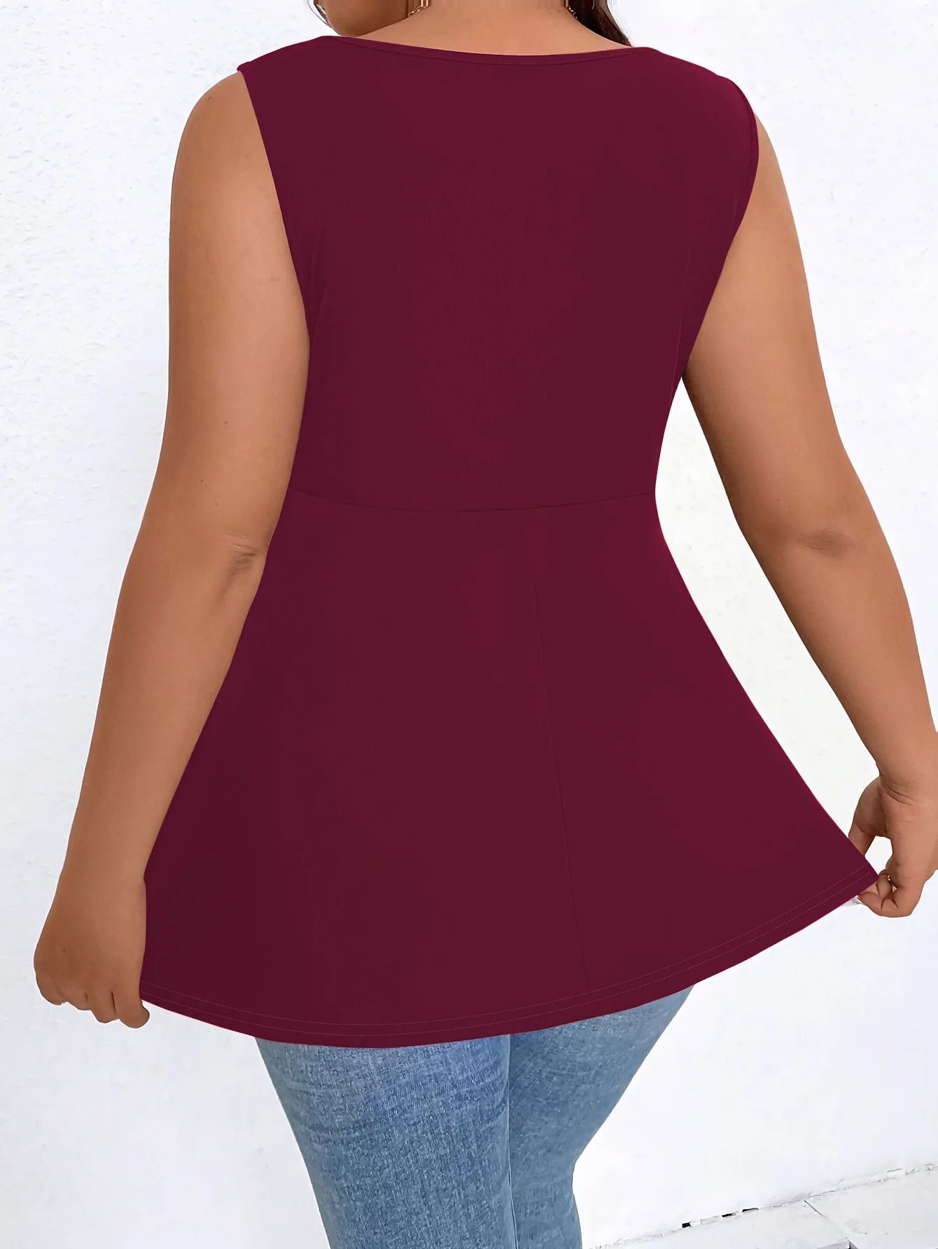 Elegantes Plus-Size-Oberteil für Damen mit quadratischem Ausschnitt und Raffungen für mühelosen Stil – Detail 20