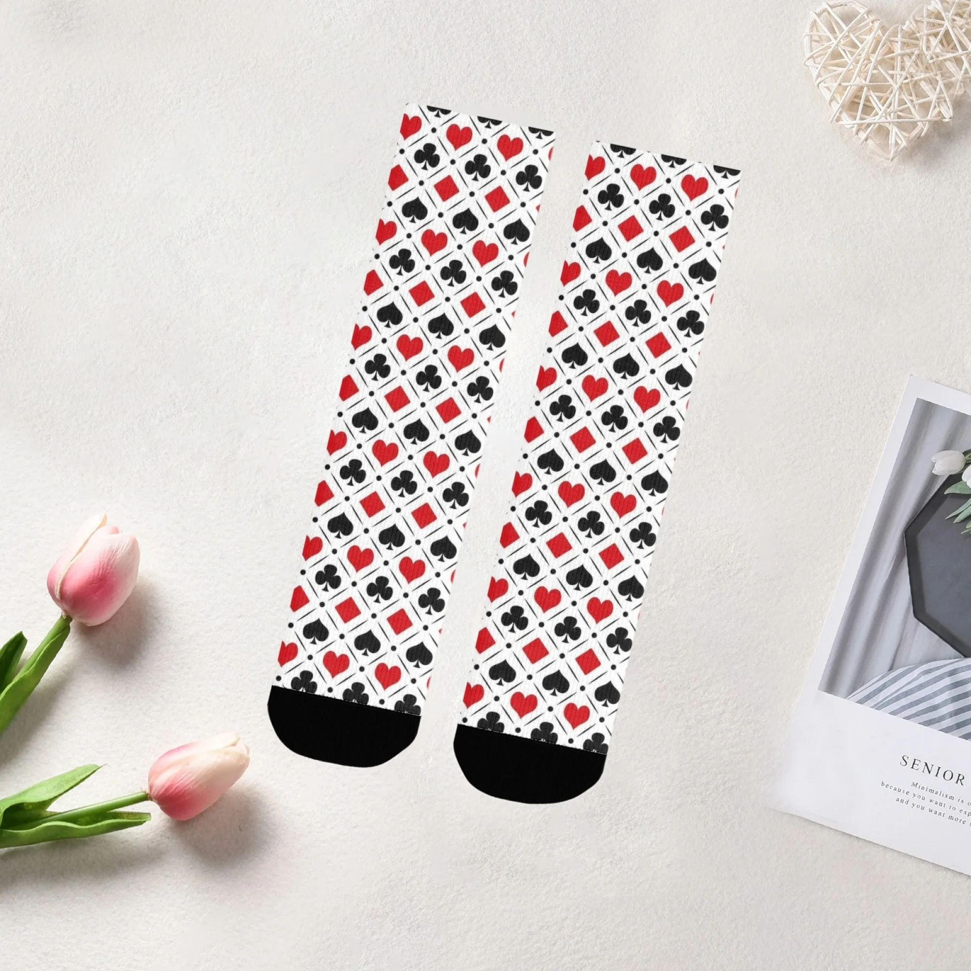 Playing Card Socks Durable Lightweight Wrinkle-resistant Mens Socks Cycling Hiking Camping Fun Party Crazy Rock Streetwear Socks