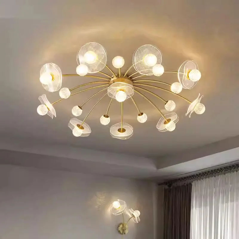 BOSSEN Scandinavian Art Premium Personalized Full Copper LED Ceiling Light for Home, Living Room, Bedroom, Dining Room, Villa