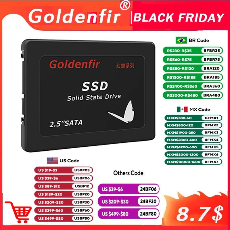 Goldenfir SSD 128gb 256gb 512gb hard disk faster then hdd hd for desktop laptop SSD 2.5inch