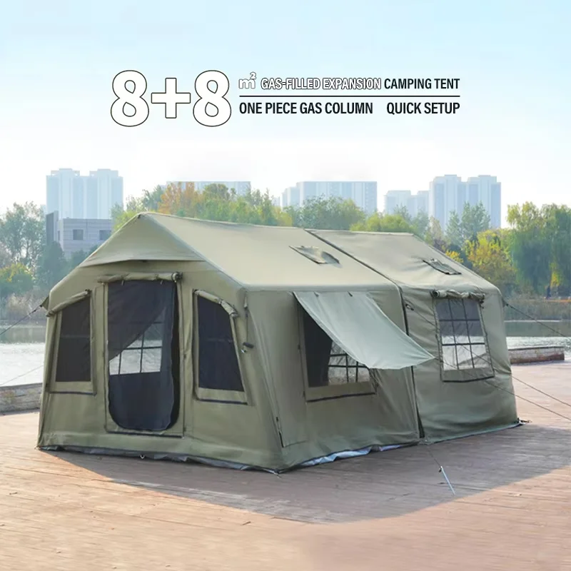 8+8 ㎡ Tienda de campaña inflable automática para exteriores, tienda de campaña plegable rápida para 6-8 personas, para reuniones familiares