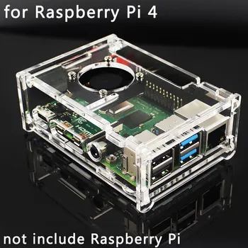 Carcasa acrílica para Raspberry Pi 4 Modelo B, ventilador de refrigeración compatible con carcasa transparente y LCD de 3,5 pulgadas para Raspberry Pi 4