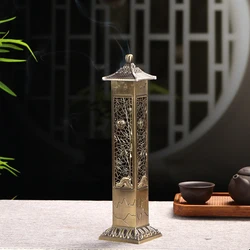 Retro Column Vertical Incense Burner Hollow Bamboo Sandalwood Censer 21cm Incense Stick Holder Fragrance Ornaments Home Decor
