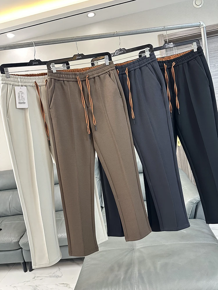 

Итальянские мужские спортивные брюки прямого кроя класса люкс с высокой драпировкой, эластичным поясом, повседневные, с воздушной прослойкой, в стиле Old Money, осенняя мода