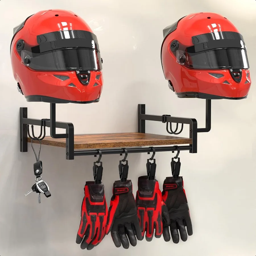 

Helmet Rack Wall Mount Motorcycle Helmet Holder Plate Rack Display Organizer for Motorcycle Accories Gear Storage Rack with 4 G