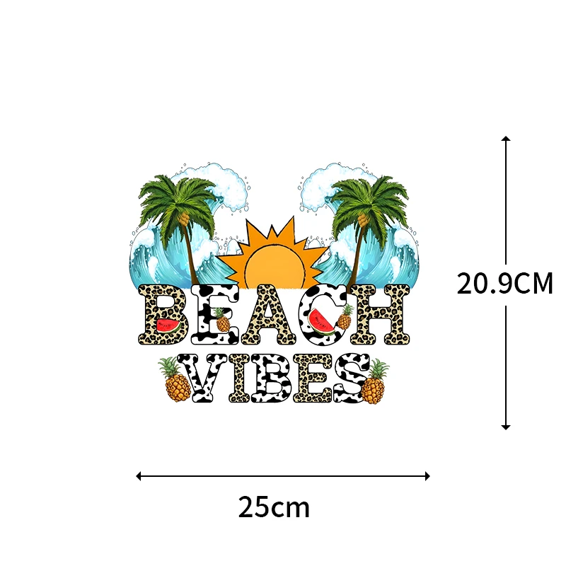 25CM Summer Palm Tree Iron-On Transfers For Clothing Heat Transfer Diy Hoodies Clothes Stickers Stickers On The Fabric Man Woman