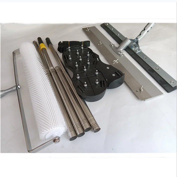 

1set Spiked Roller Stainless handle+Spiked Shoes+Pin Leveller Adjustable 600mm+Serrated Rubber Squeegee Epoxy self levelling cem