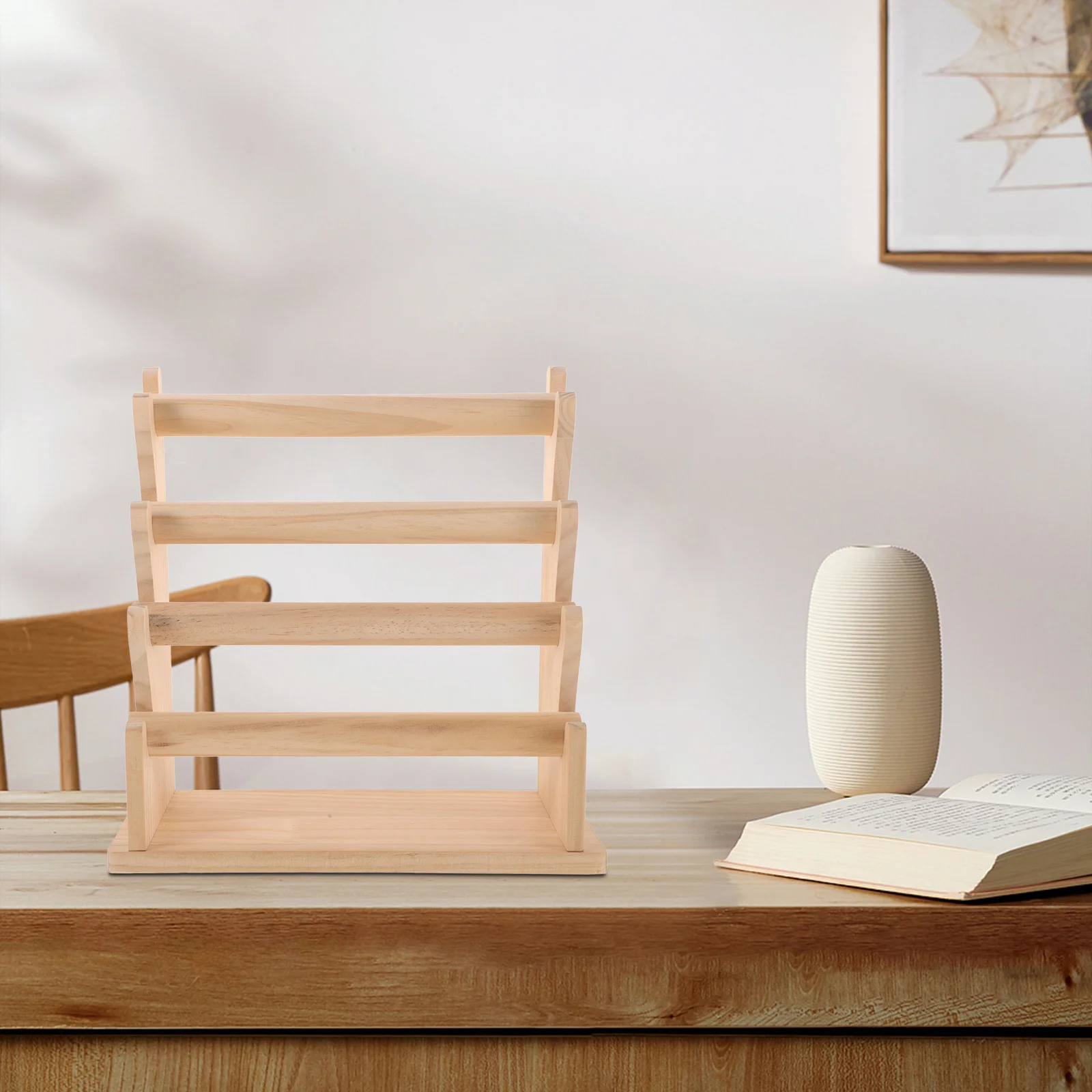 

4-Tier Wooden Bracelet Holder Stand Natural Jewelry Display Rack For Watches Bangles Hair Accessories Organizer