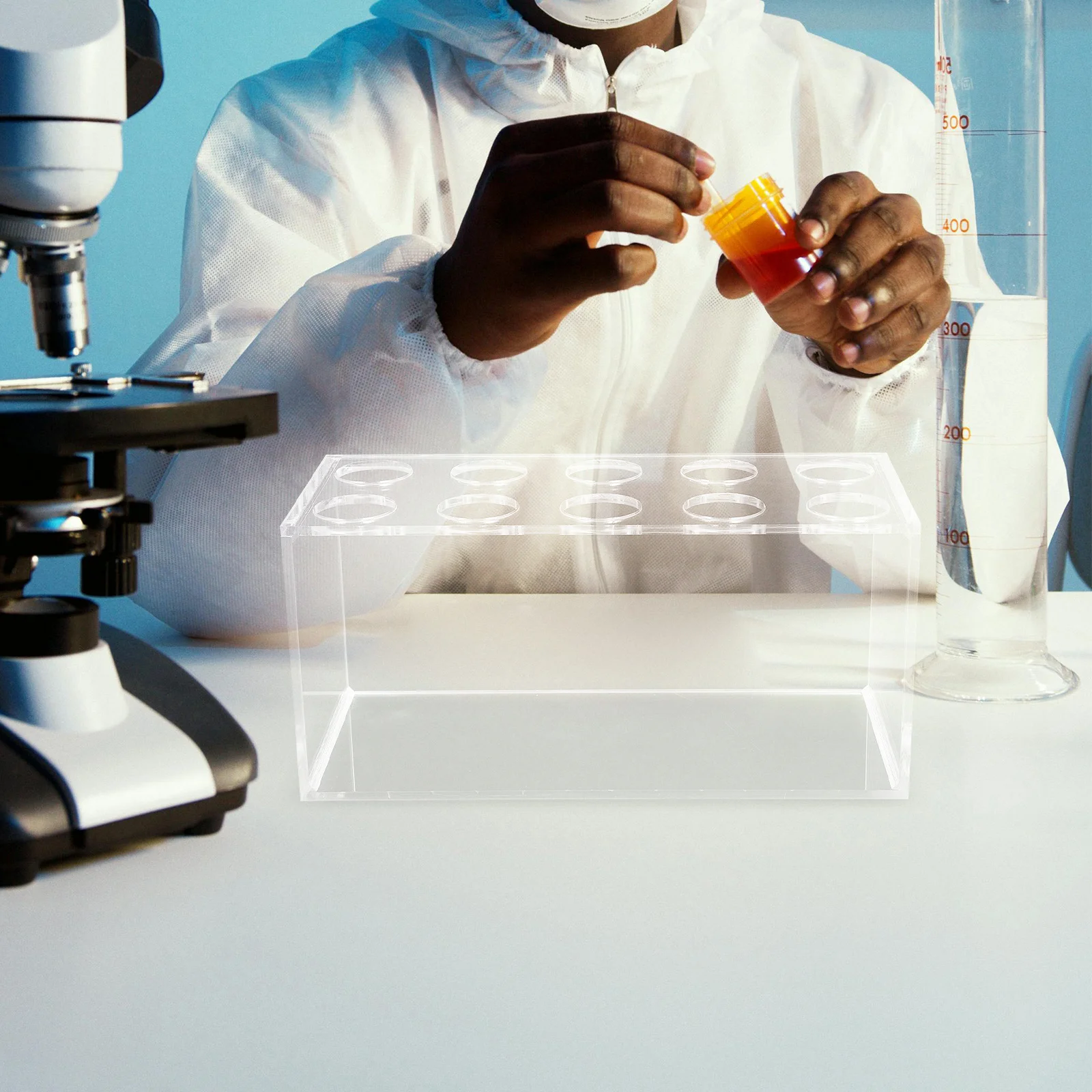 Laboratory Bottle Rack Acrylic Inverted Test Tube Holder For 50Ml Volumetric Flasks Compact Durable Science Tool Lab