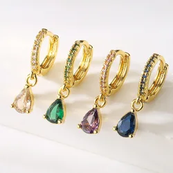 High Quality Cubic Zircon Water Drop Earrings For Women Stainless Steel Gold Plated Dangle Earrings Wedding Dating Jewelry Gifts