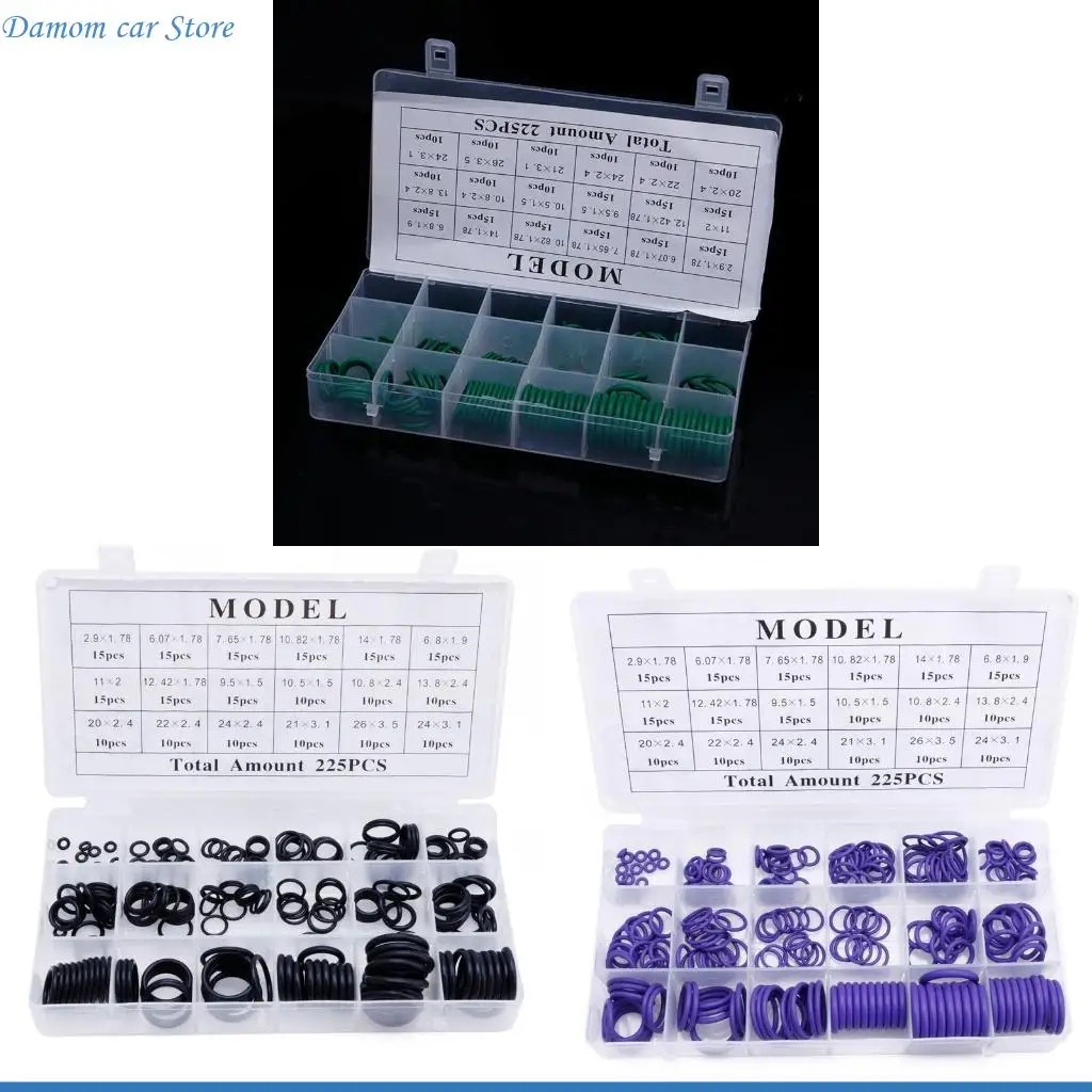 A2UC New 225x Seal O-ring R22 R134a Air Conditioning O-Ring Rubber Washer Assortment