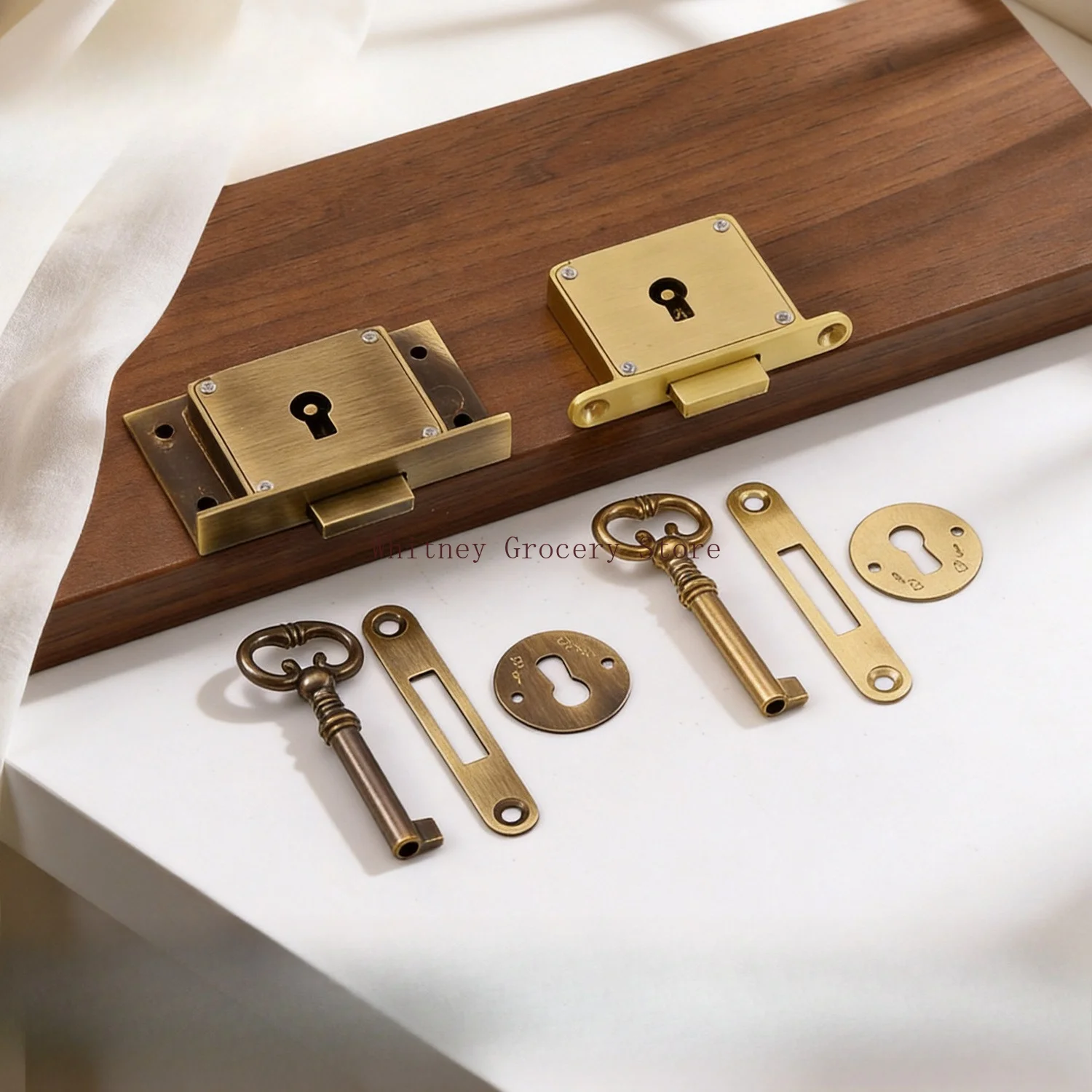 1PC Antique-style Drawer Lock Desk and Wine Cabinet Door Locks Square Brass Latch High-quality Furniture Hardware Supplies