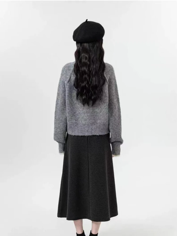 Nouveau printemps automne tricot femmes pulls mode col rond femme pull élégant à manches longues hauts ample Vintage femme Blouse