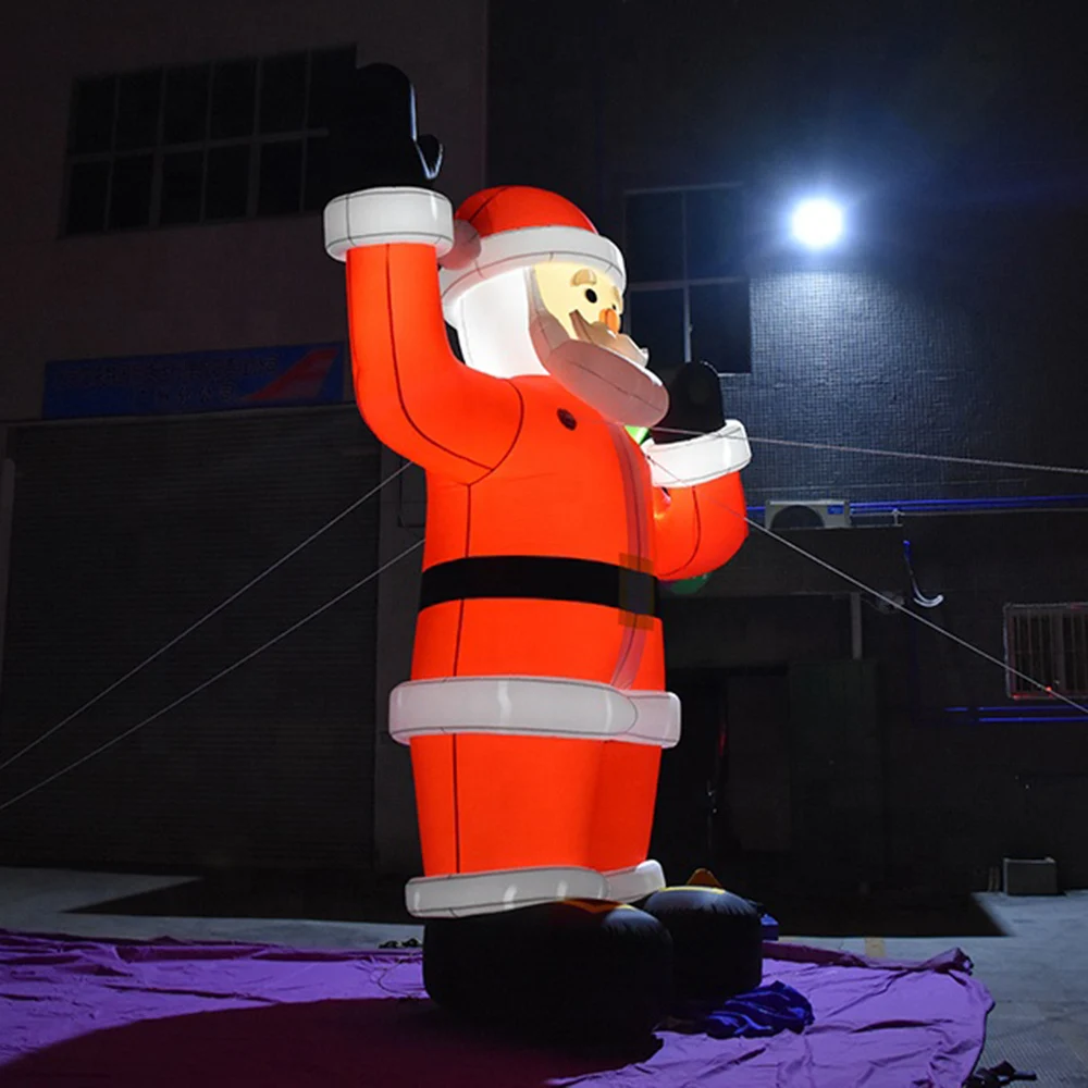 wholesale Popular Giant led inflatable santa Claus with bag decorations for christmas gathering