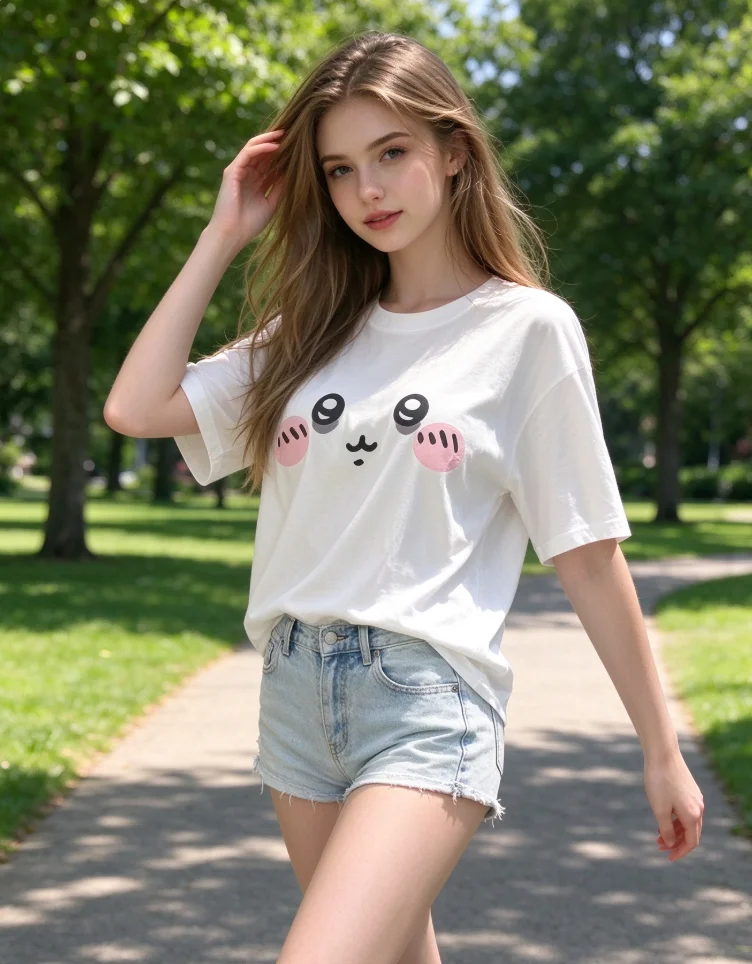 Sweet T-shirt Kawaii Cartoon Expression Print Tshirt Preppy Cute Casual Tee Fashion Harajuku Girls All Match Tops