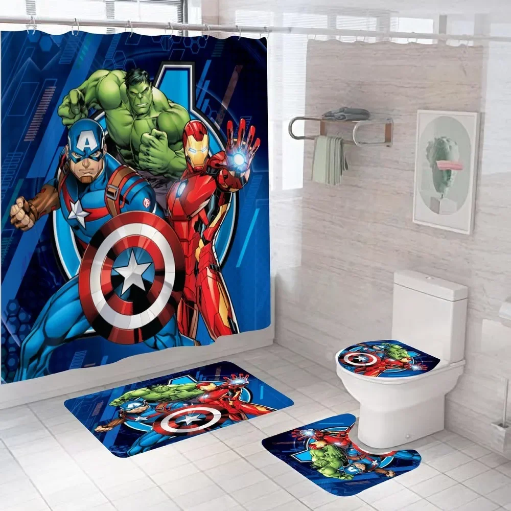 Disney Cartoon Shower Curtains Girls Bathroom Curtain 3D Fabric with Hooks Waterproof Bath Screen for Boy