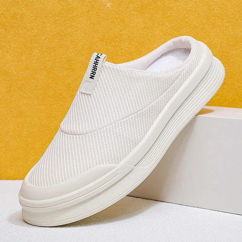 

New Summer Mens Shoes 2025 Breathable Mesh Half Slippers Trend Soft-soled Casual Shoes for Men New Light Sneakers Designer Shoes
