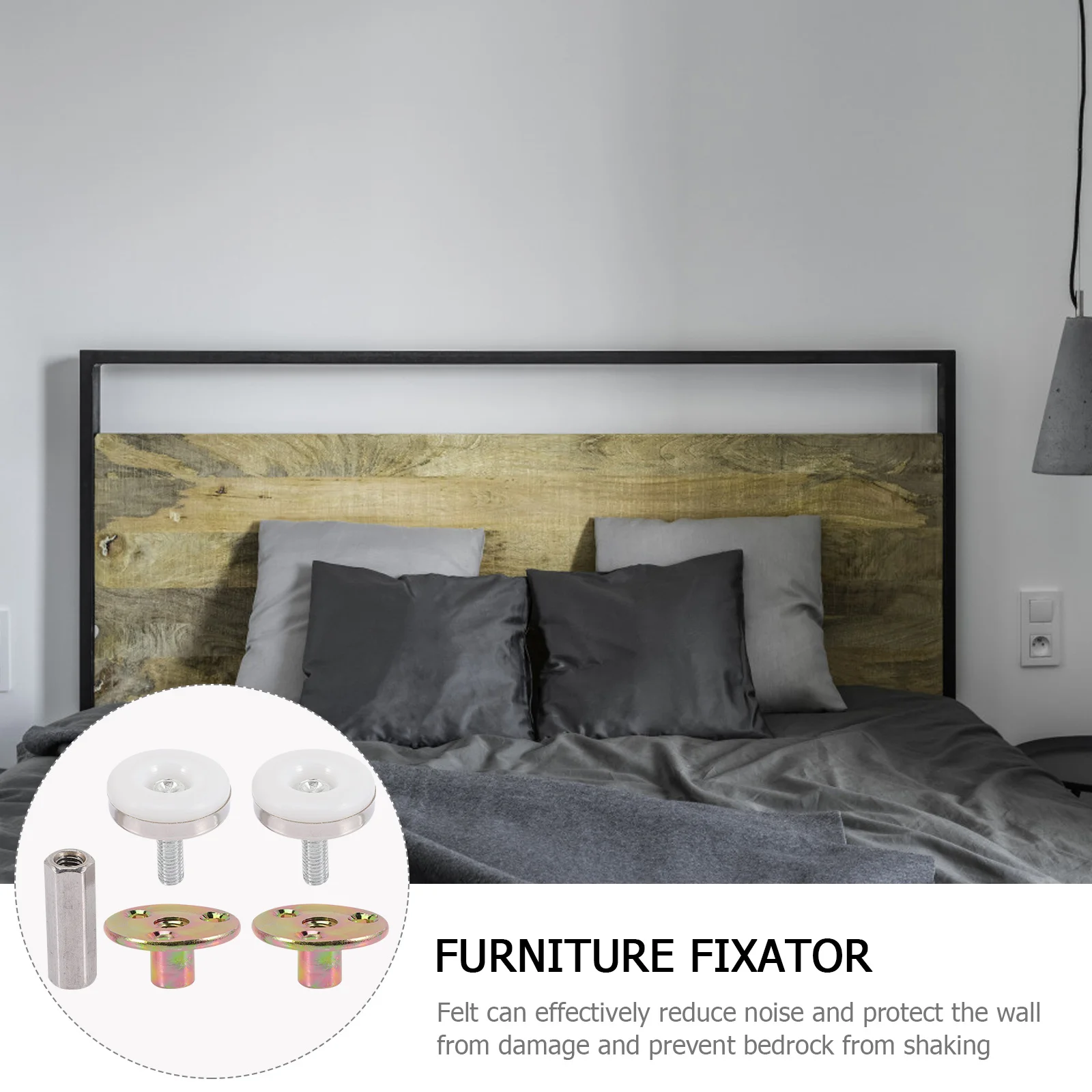 

4Pcs Threaded Bed Frame Anti Shake Tool Alloy Headboard Stabilizer Easy Install No Drilling Wall Safe Headboard Stopper
